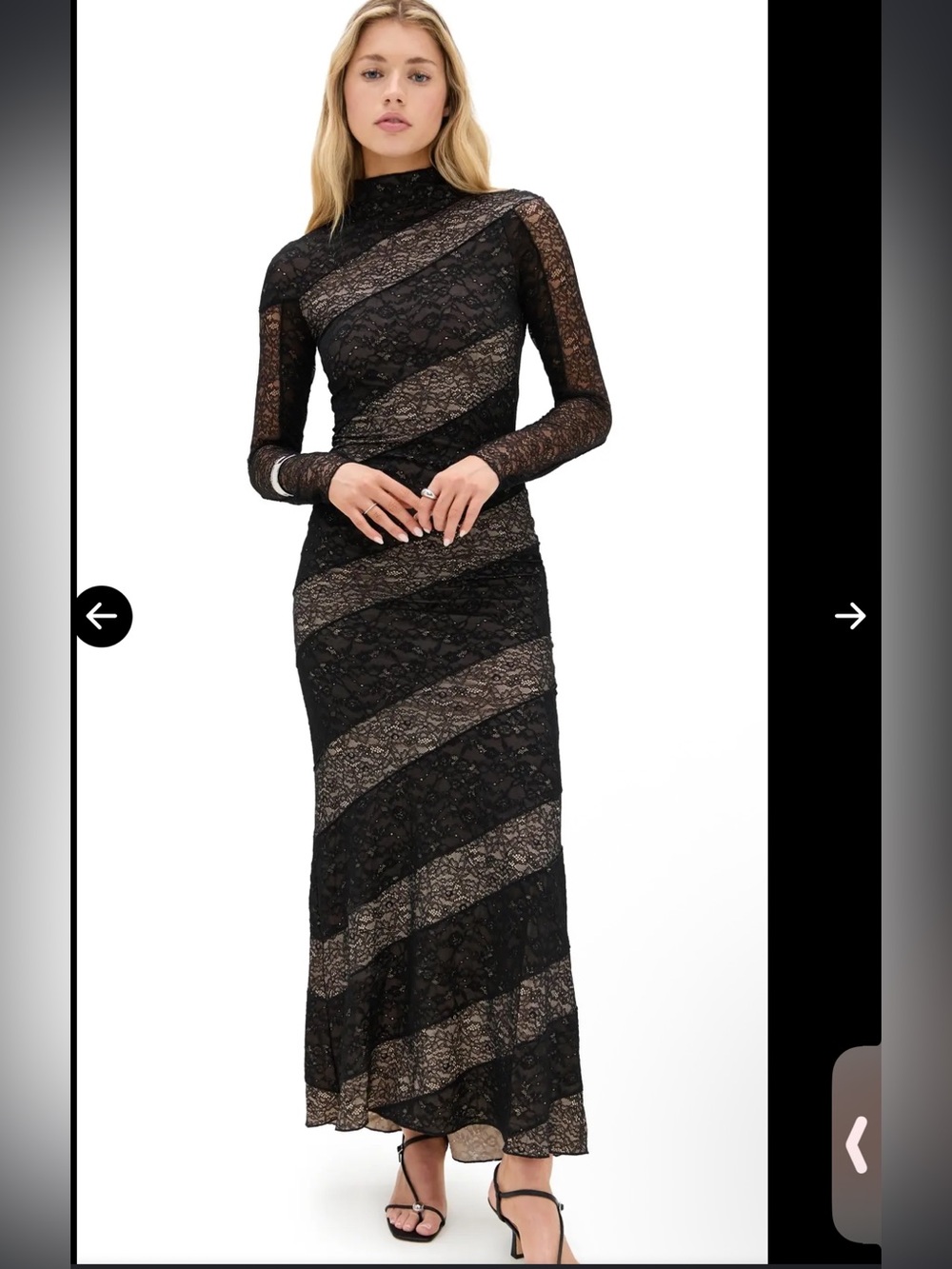 NWT Alice + Olivia Black Nude Lace Delora Maxi Dress 4